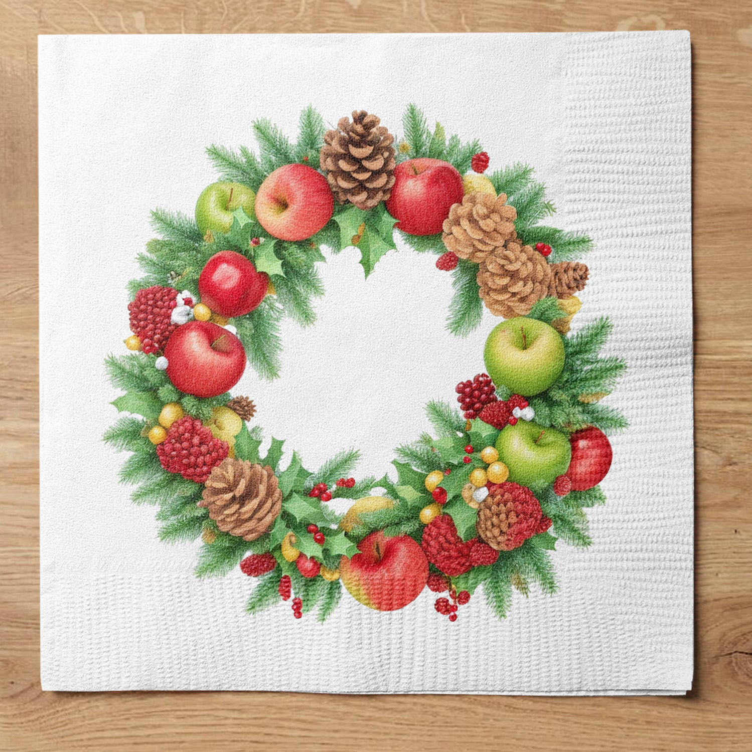 Servilletas corona de manzanas, bayas y piñas